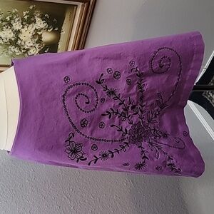 Alanni Casual purple skirt black embroidery floral size small feminine coquette